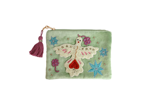 All the Luck in the World Medium Beaded Wallet - Lucky Bird