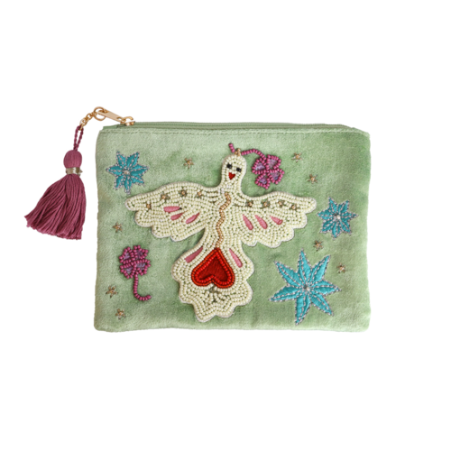 Medium Beaded Wallet - Lucky Bird 