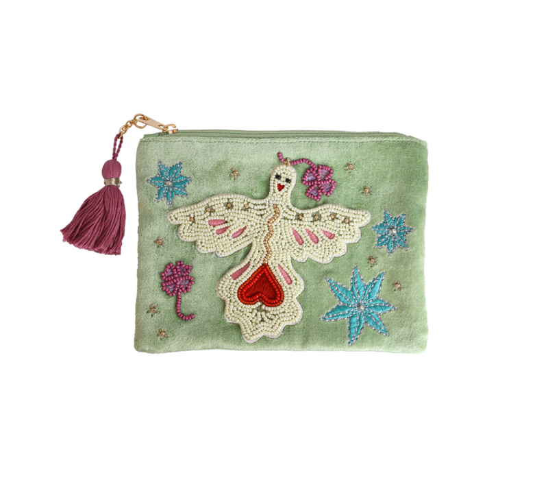 Medium Beaded Wallet - Lucky Bird