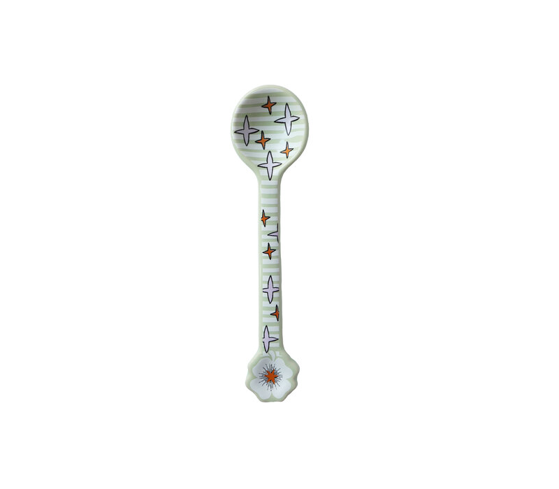 Spoon with White Flower and Stars