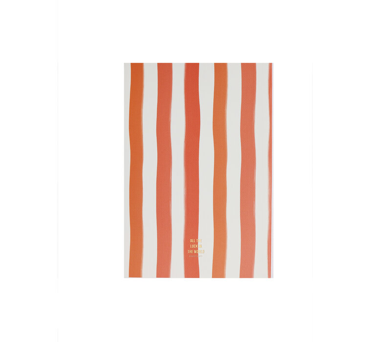 Klein Notitieboekje Journal met Strepen Oranje Wit