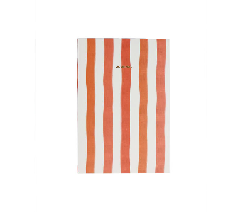Klein Notitieboekje Journal met Strepen Oranje Wit