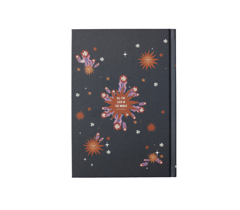 Notitieboekje Donkerblauw Zon Bloemen
