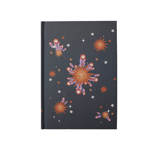 Notitieboekje Donkerblauw Zon Bloemen 