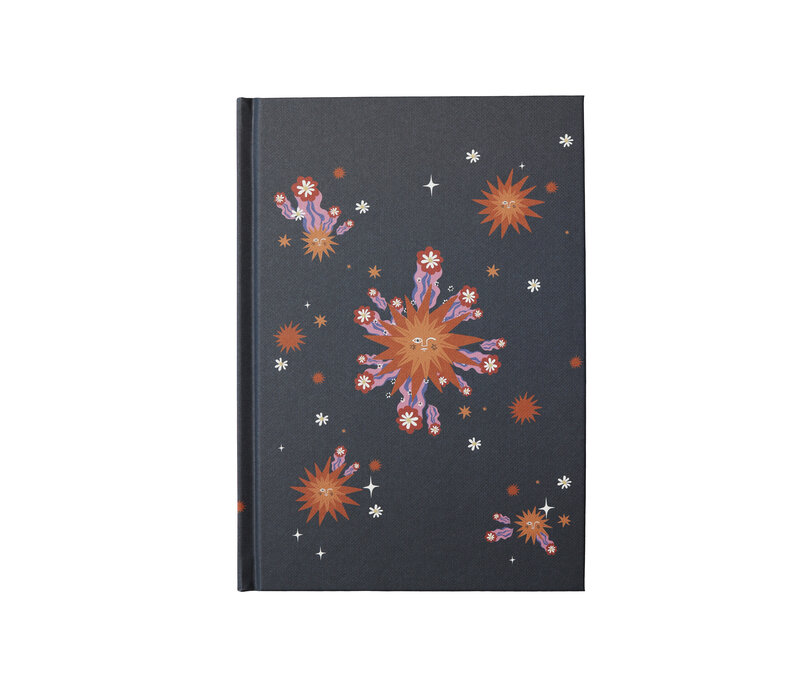 Notitieboekje Donkerblauw Zon Bloemen