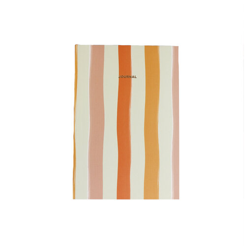 Klein Notitieboekje Journal met Strepen Oranje Beige 