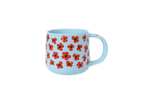 All the Luck in the World Mok Blauw met Klaprozen