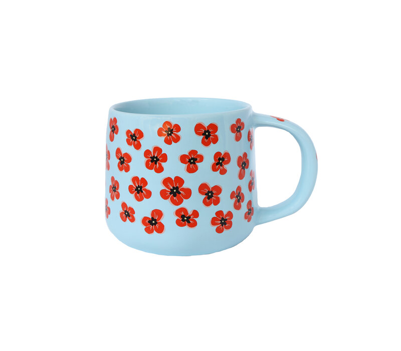 Mug Blue with Poppies