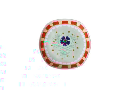 All the Luck in the World Serving Plate Green with Flowers