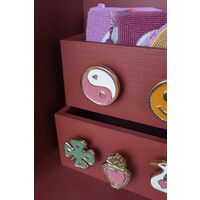 Deurknop Messing YinYang Roze Wit