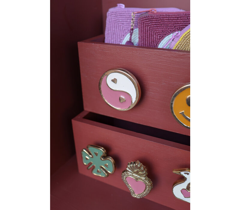 Deurknop Messing YinYang Roze Wit