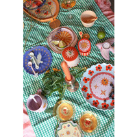 Large Round Plate Blue with Poppies