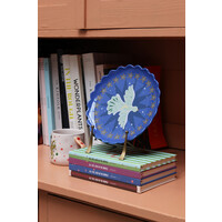 Bord Blauw met Maan en Vogel