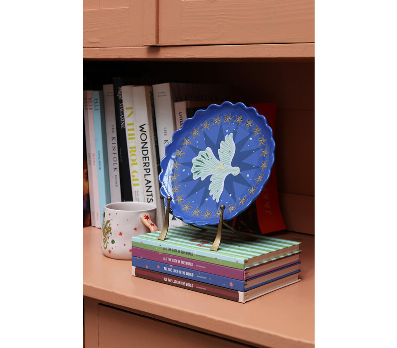 Plate Blue with Moon and Bird