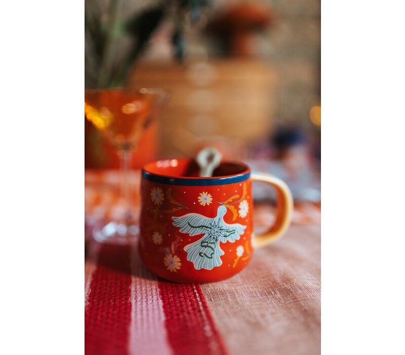 Mug Red with Bird