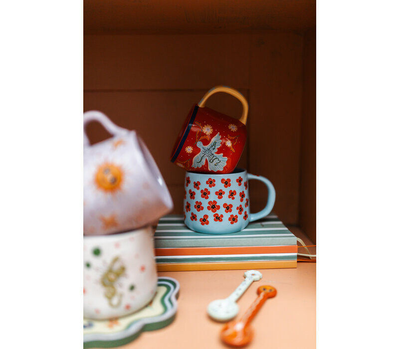 Mug Blue with Poppies