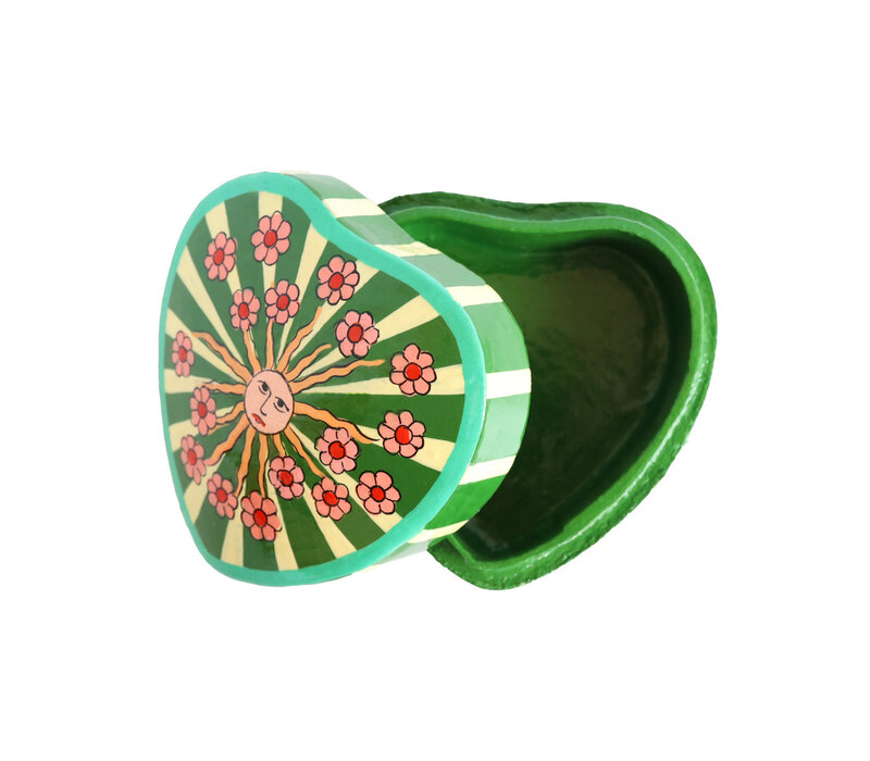 Heartshaped Box with Stripes and Flowers