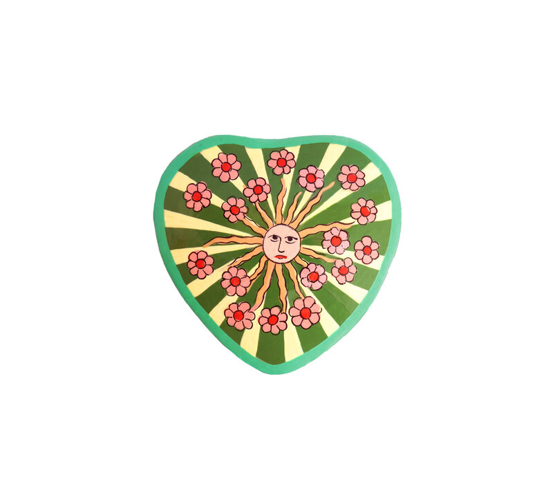 Heartshaped Box with Stripes and Flowers