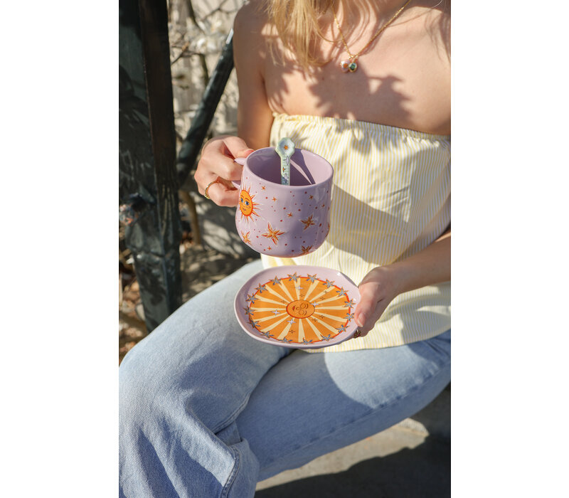 Serving Plate Lilac Sun with Stars