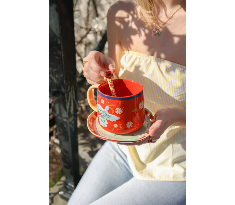 Spoon Yellow with Poppies
