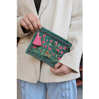 Big Beaded Wallet -  Cat and Flowers
