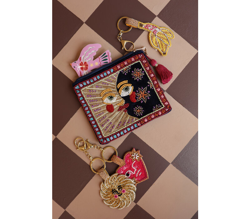 Medium Beaded Wallet - Sun and Moon