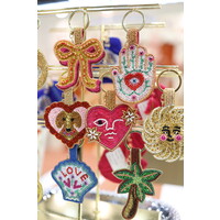 Beaded Keychain - Heart with Dog
