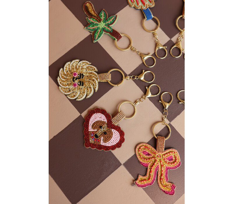 Beaded Keychain - Heart with Dog