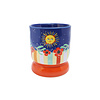 Mok Donker Blauw met Zon en Bloemen