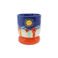 Mok Donker Blauw met Zon en Bloemen