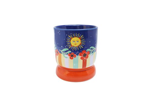 All the Luck in the World Mok Donker Blauw met Zon en Bloemen