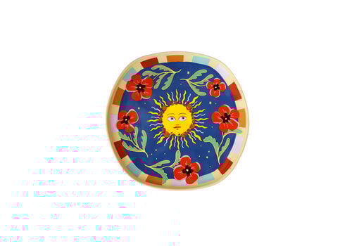 All the Luck in the World Bord Donker Blauw met Zon en Bloemen