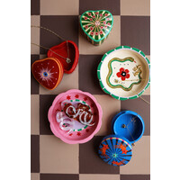 Heartshaped Box with Stripes and Flowers