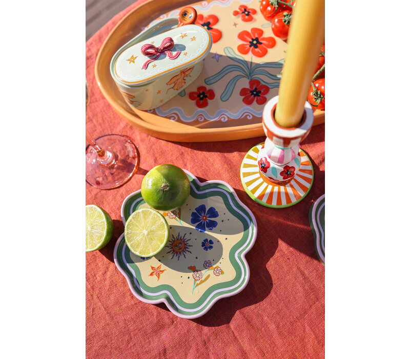 Candleholder Stripes and Flowers