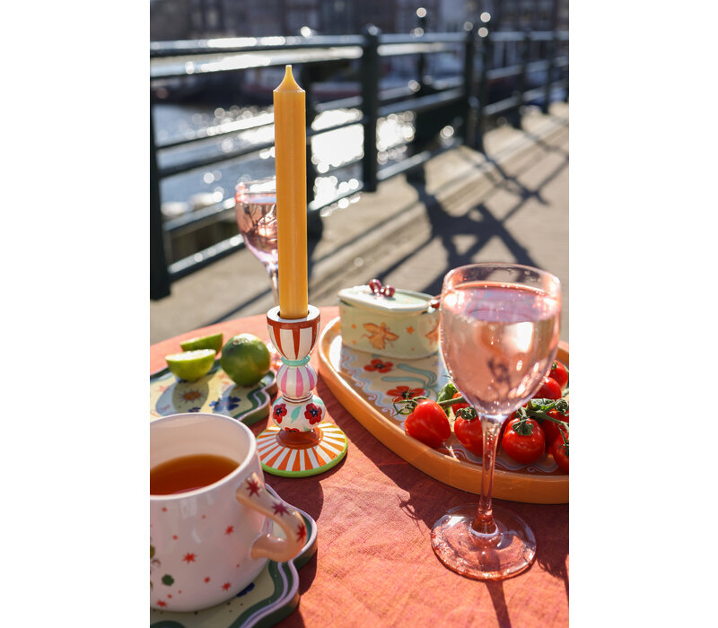 Candleholder Stripes and Flowers
