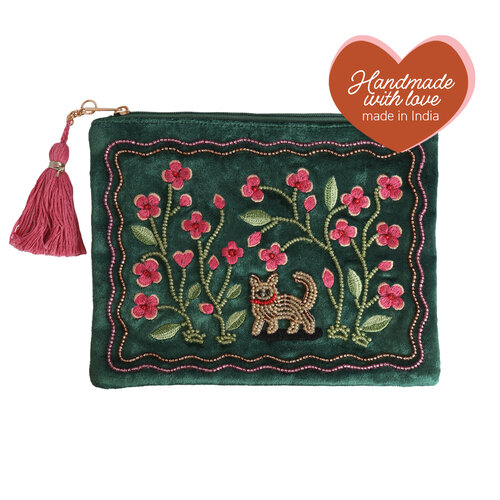 Grote Etui met Kraaltjes - Kat en Bloemen 