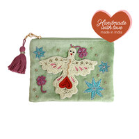 Medium Beaded Pouch - Lucky Bird