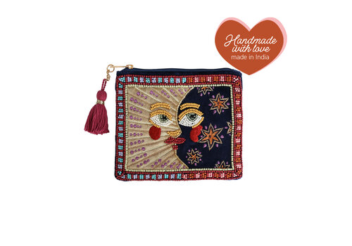 All the Luck in the World Medium Beaded Pouch - Sun and Moon