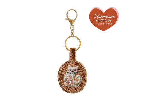 All the Luck in the World Beaded Keychain - Cat