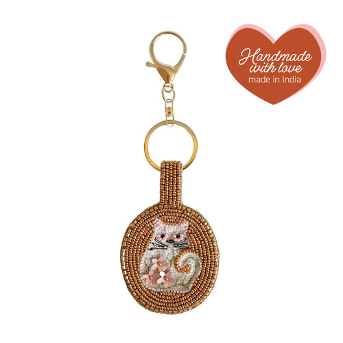 Beaded Keychain - Cat 