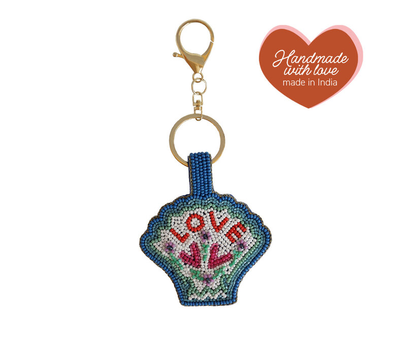 Sleutelhanger met Kraaltjes - Love Schelp