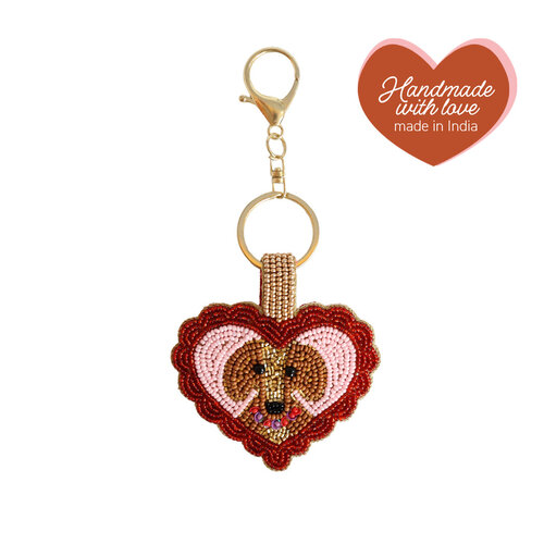 Sleutelhanger met Kraaltjes - Hart met Hond 