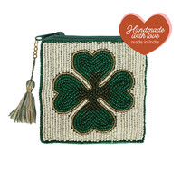 Square Pouch Lucky Clover Green