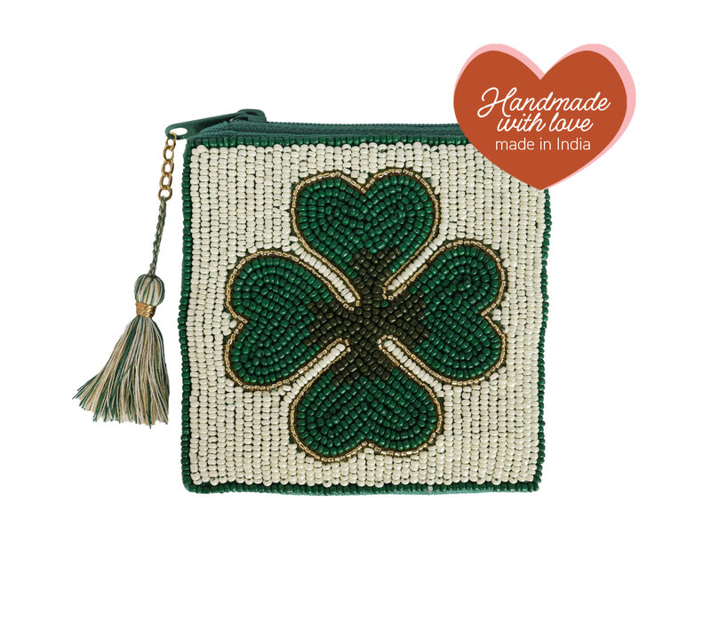 Square Pouch Lucky Clover Green