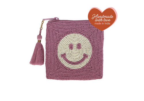 All the Luck in the World Square Pouch Smiley Pink