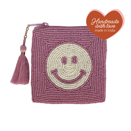 Square Pouch Smiley Pink 