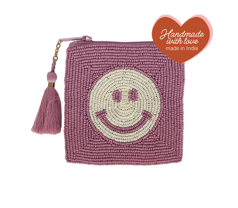Square Pouch Smiley Pink