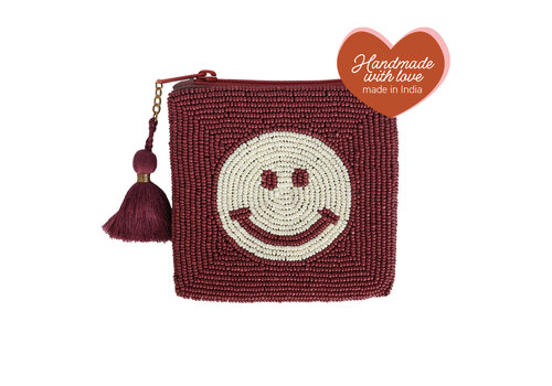 All the Luck in the World Vierkante Etui Smiley Bordeauxrood
