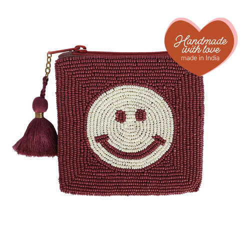 Square Pouch Smiley Burgundy 
