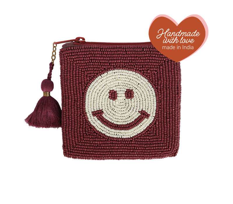 Square Pouch Smiley Burgundy